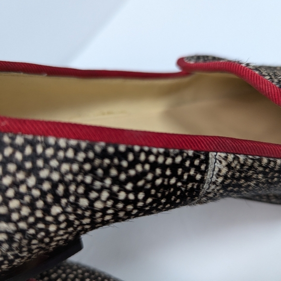 Cole Haan size 7 Calf Hair Speckled Loafers Slip On Red Trim Flats Old Money - Picture 6 of 12